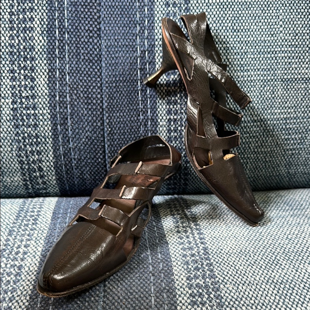 Cydwoq bronze green Elegant Women's kitten Heels sling back size 37.5